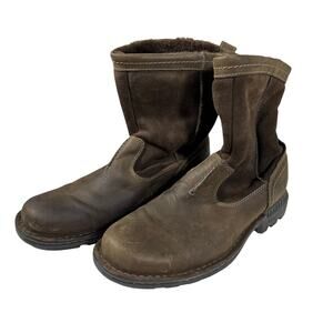 UGG Men's 8.5 Hartsville Waterproof Leather Shearling Lined Brown Boots Slip On‎